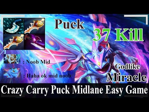 MIDLANERS HATE HIM [PUCK] Miracle GodLike 37 Kill Gameplay Dota 2 - Dota 2 Sroksre