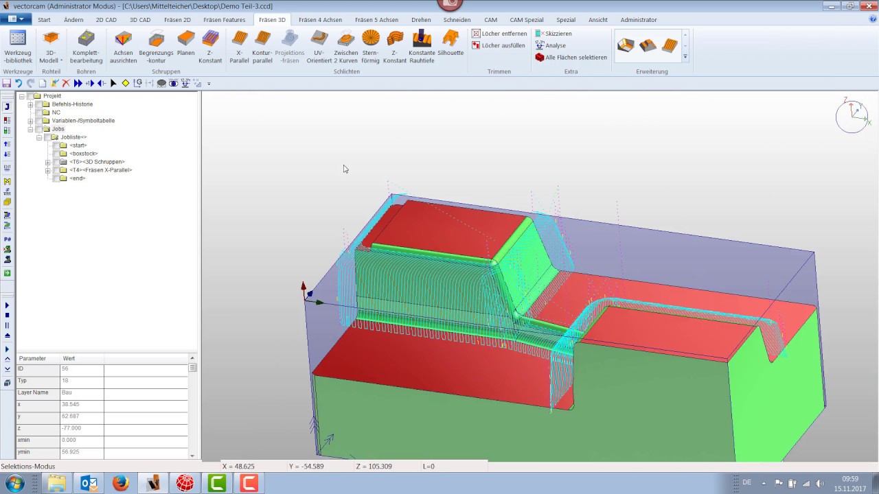 3D-Schlichten X-Parallel | vectorcam