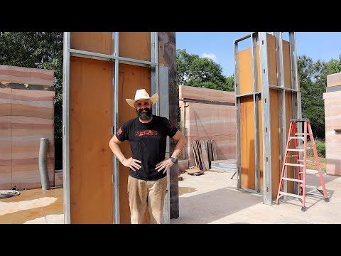 Rammed Earth Columns to Support Garage Roof - Vlog 70