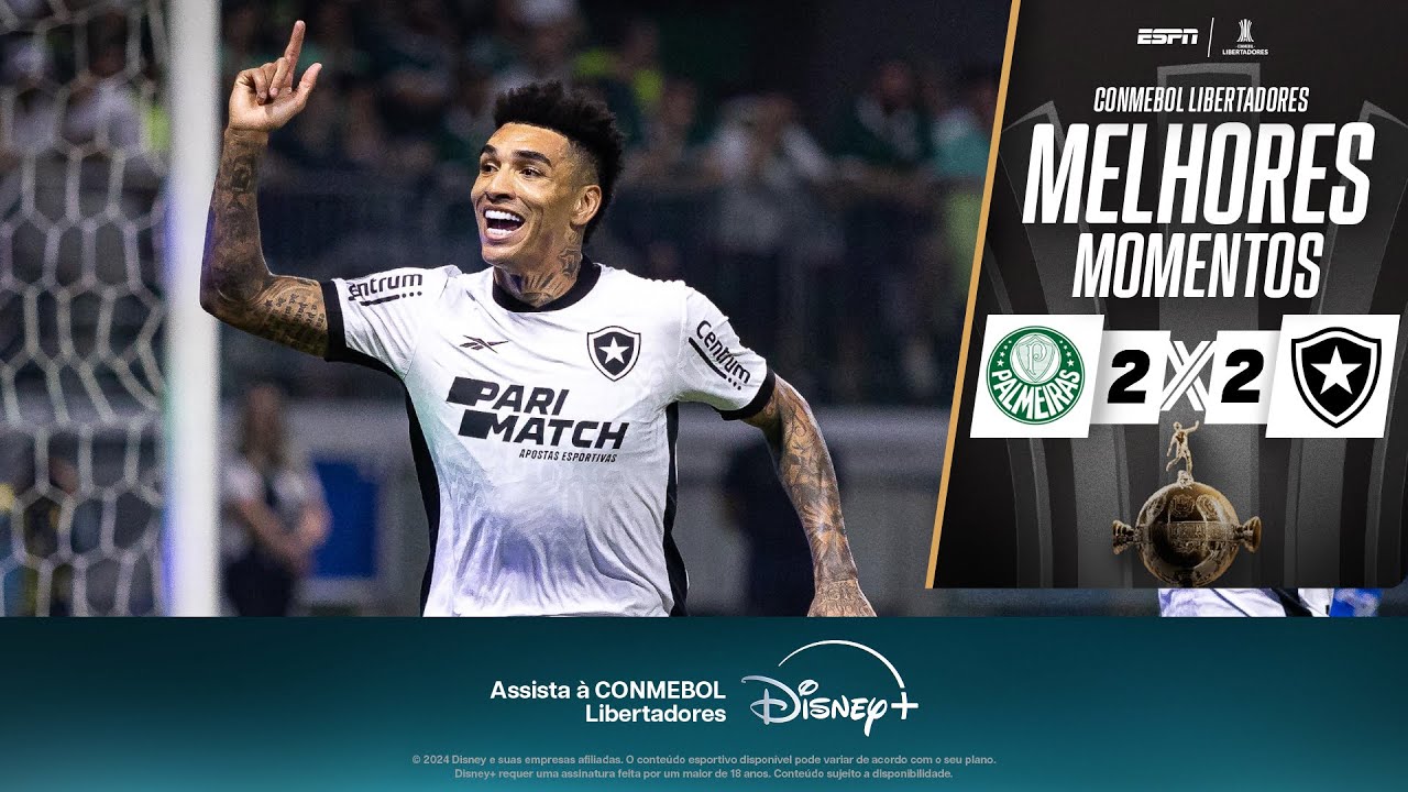 VÍDEO | Gols e melhores momentos do incrível Palmeiras 2×2 Botafogo pelas oitavas da Libertadores