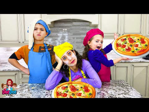 Matteo and Gabriella Teach DeeDee How to Make Pizza | Funny Video For Kids