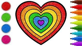 Aprenda a Desenhar um Coração de Arco-íris com Glitter 🌈 | Passo a Passo | Chiki Art Brazil