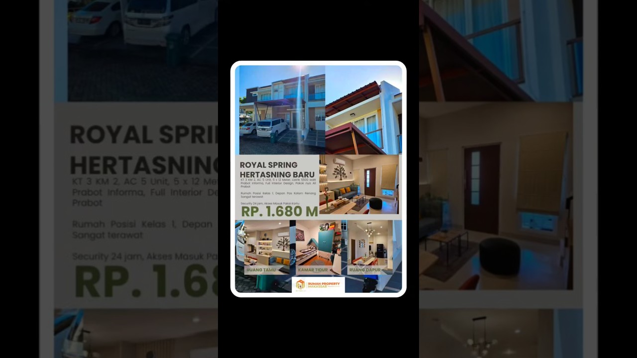 Dijual Rumah All Prabot Royal Spring Hertasning Tinggal Bawa Baju Saja Masuk Makassar KT 3Km 2Ac 5 Unit5 X 12 Meterlistrik 5500 Watt Prabot Informa Full Interior Designpokok Nya All Prabot Rumah Posisi Kelas 1Depan Pas Kolam Renangsangat T