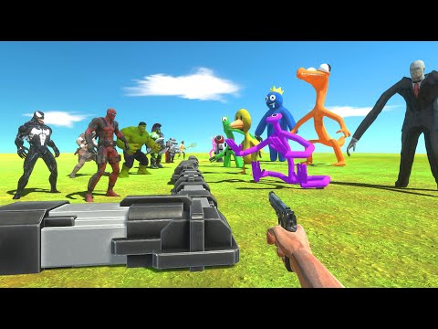FPS Avatar Rescues Superhero Team and Fights Rainbow Friend Team - Animal Revolt Battle Simulator