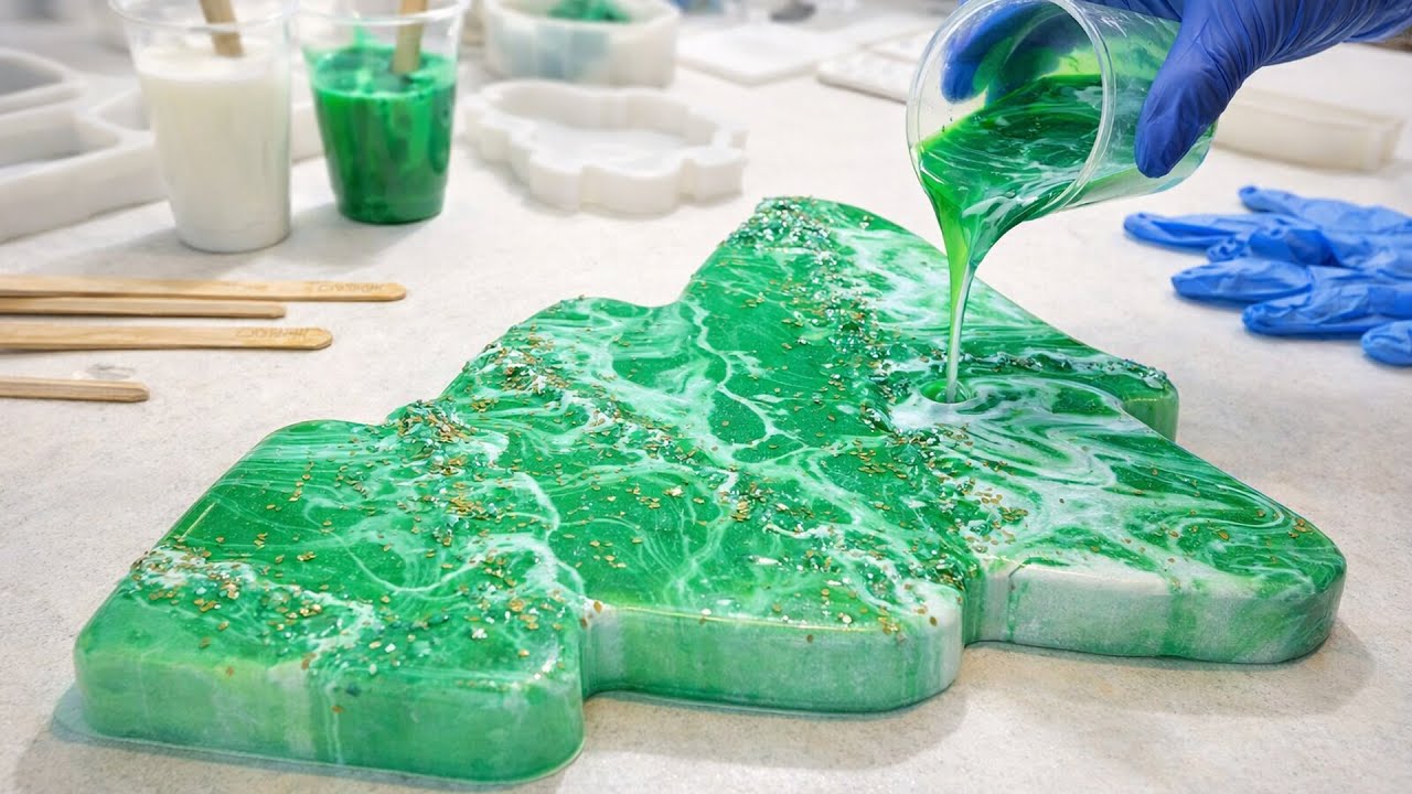 Preserving a Christmas Tree 🎄 in Resin Art | Beautiful Holiday Decoration Tutorial