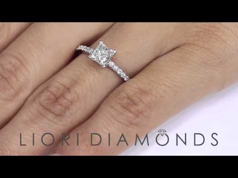 ER - 1114 - 1.36 Carat G-VS1 Certified Princess Cut Diamond Engagement Ring 18k White Gold