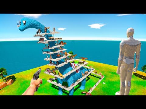 DEADLY Parkour Around BLUE BRACHIOSAURUS CAPTAIN AMERICA - Animal Revolt Battle Simulator