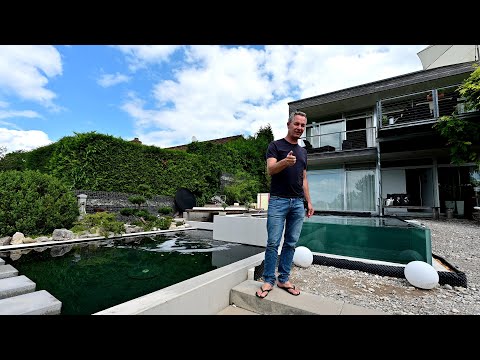 Modern Koi Blog #4717 - Klaus's chic 42,000 liter new system with panoramic windows