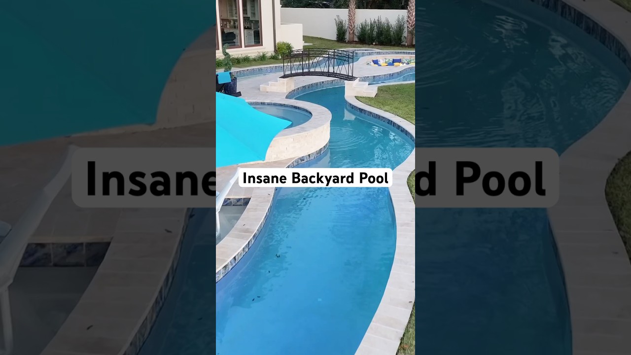 Insane backyard swimming pool design idea: Modern lazy river pool design #backyard #pooldesign