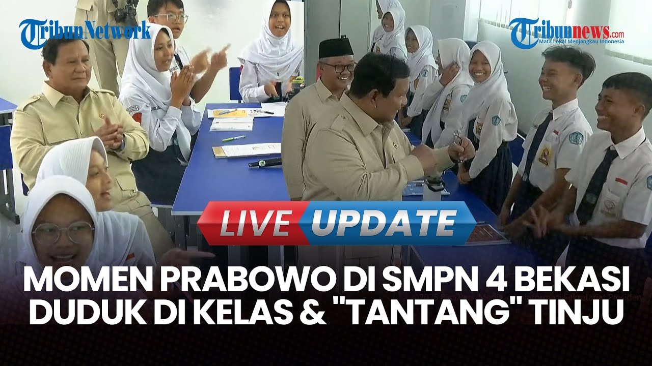 LIVE UPDATE| Pelajar SMPN 4 Bekasi Histeris Sambut Kedatangan Prabowo, Luncurkan Program Smartboard