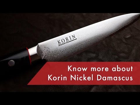Korin Nickel Damascus Sujihiki with Black Micarta Handle 8.2
