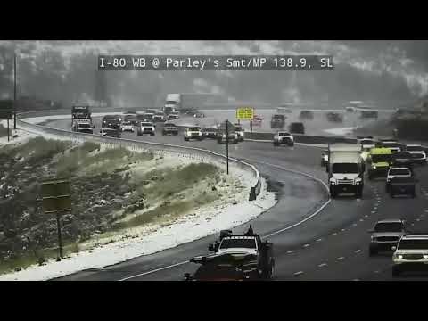 Snow limits visibility on I-80 near summit of Parley's Canyon