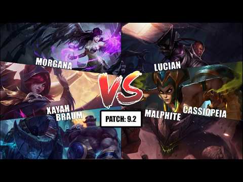 [3v3] [Challenger: NA] Season 9 - Xayah Funnel (Braum Support) Vs Lucian Funnel (Malphite Support)