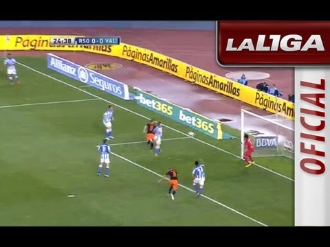 Gol de Soldado (0-1) en el Real Sociedad - Valencia CF - HD