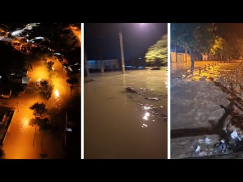 Chuva alaga ruas em Mucurici, no ES 
