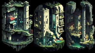 Lo-Fi Music with vertical Pixel Art style of cave story