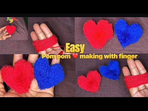 Easy Pom Pom Heart Making Idea With Fingers❤️How To Make A Heart From String |Super Easy & Beautiful