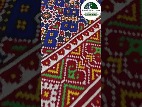 Red Selari and Blue Manekchowk motifs Double Ikat Patola Saree