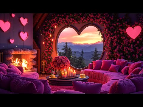 Cozy Pink Room Ambience 💟 Romantic Jazz & Crackling Fireplace for a Dreamy Valentine’s Day 2025