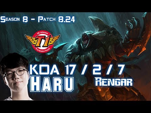 SKT T1 Haru RENGAR vs KINDRED Jungle - Patch 8.24 KR Ranked