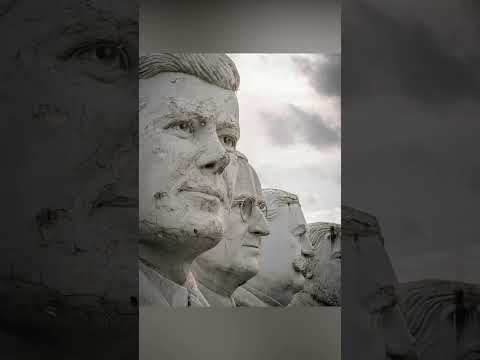 Presidents Heads Virginia -- crumbling giant busts in a Croaker field