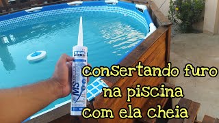 ✅como consertar furo na piscina com ela cheia, piscina #intex_6.503_litros super prático #piscina