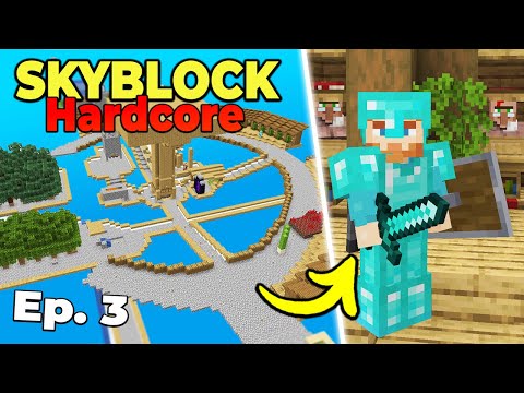 FULL DIAMOND ARMOR in Skyblock, But it's Minecraft Hardcore Survival (#3)