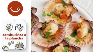 Zamburiñas, volandeiras o vieiras a la plancha