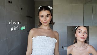 a clean girl makeup and hair tutorial