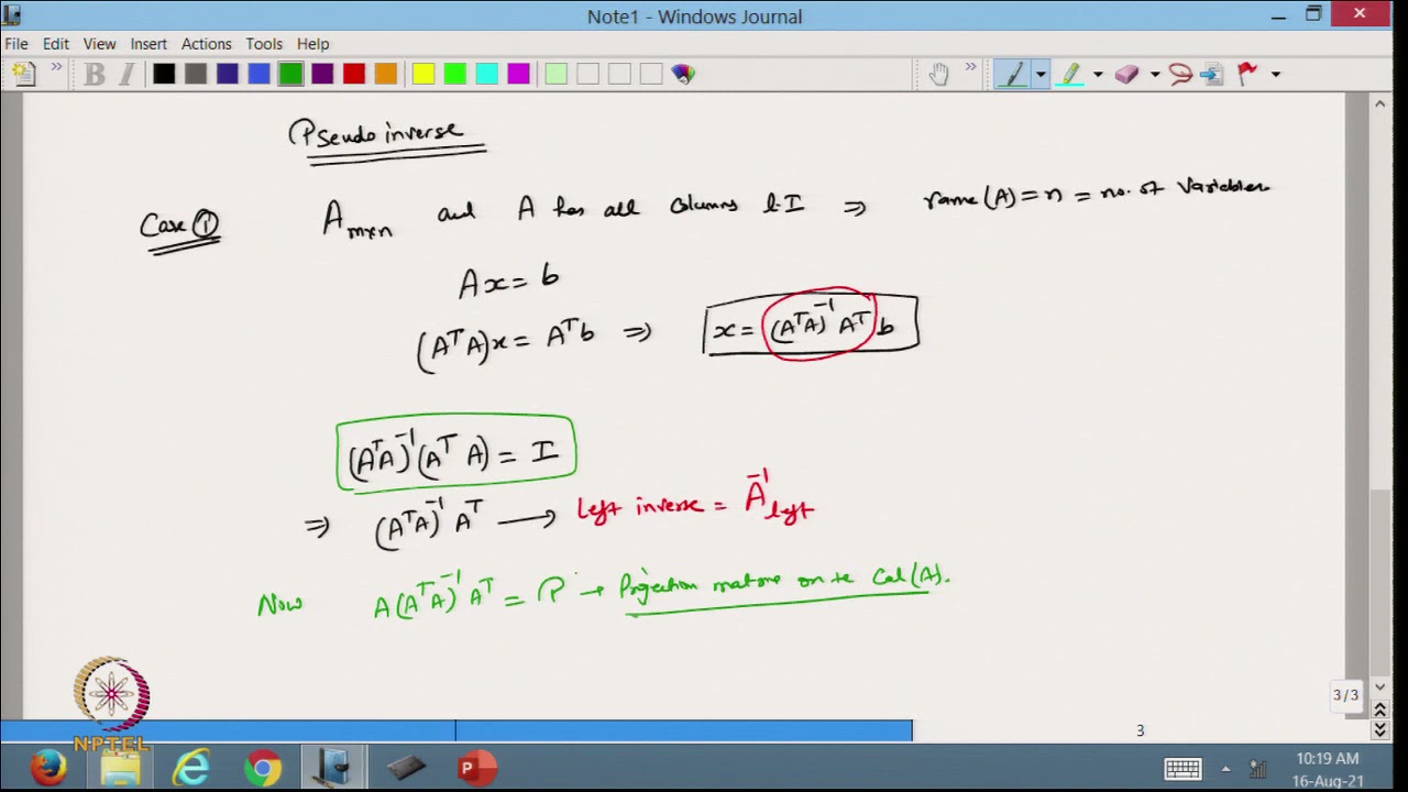 Pseudo-inverse/Moore-Penrose inverse