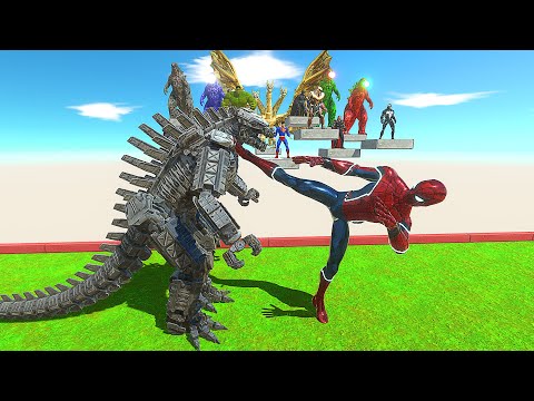 MechaGodzilla 2021 vs The Avengers #6 | Fighting Spiderman - Animal Revolt Battle Simulator
