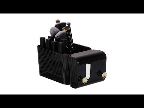 Organiseur cosmétiques mural Noir - Doré - Matière plastique - 24 x 10 x 13 cm