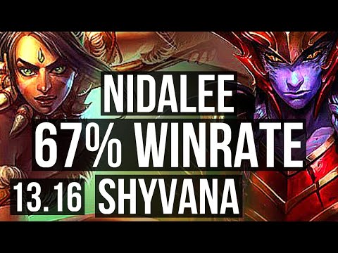NIDALEE vs SHYVANA (JNG) | 67% winrate, 12/2/9, Godlike | KR Diamond | 13.16
