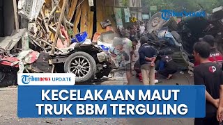 Truk BBM Terguling dan Remuk Pasca-laka Maut Menghantam Kios di Jalur Kalijambe, 1 Orang Tewas