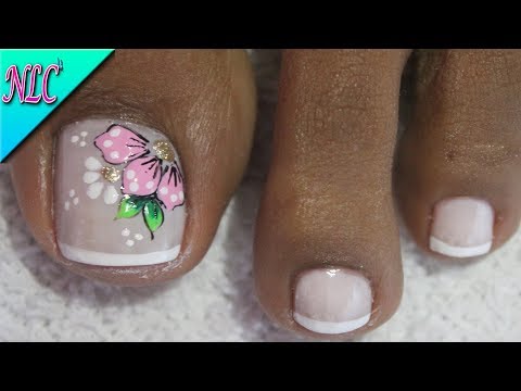DISEÑO DE UÑAS FLOR Y FRANCÉS PARA PRINCIPIANTES – FLOWERS NAIL ART – FRENCH NAIL ART – NLC