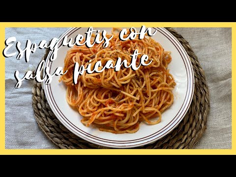 Como preparar unos ESPAGUETIS CON SALSA PICANTE 🌶 🌱