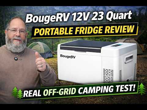 BougeRV 12 Volt Refrigerator 12V Car Fridge 23 Quart Portable Freezer Compressor Cooler 12/24V DC 110~240 Volt AC for Truck Van RV Camper SUV Travel Camping Road Trips Tailgating -7℉~50℉ video review thumbnail