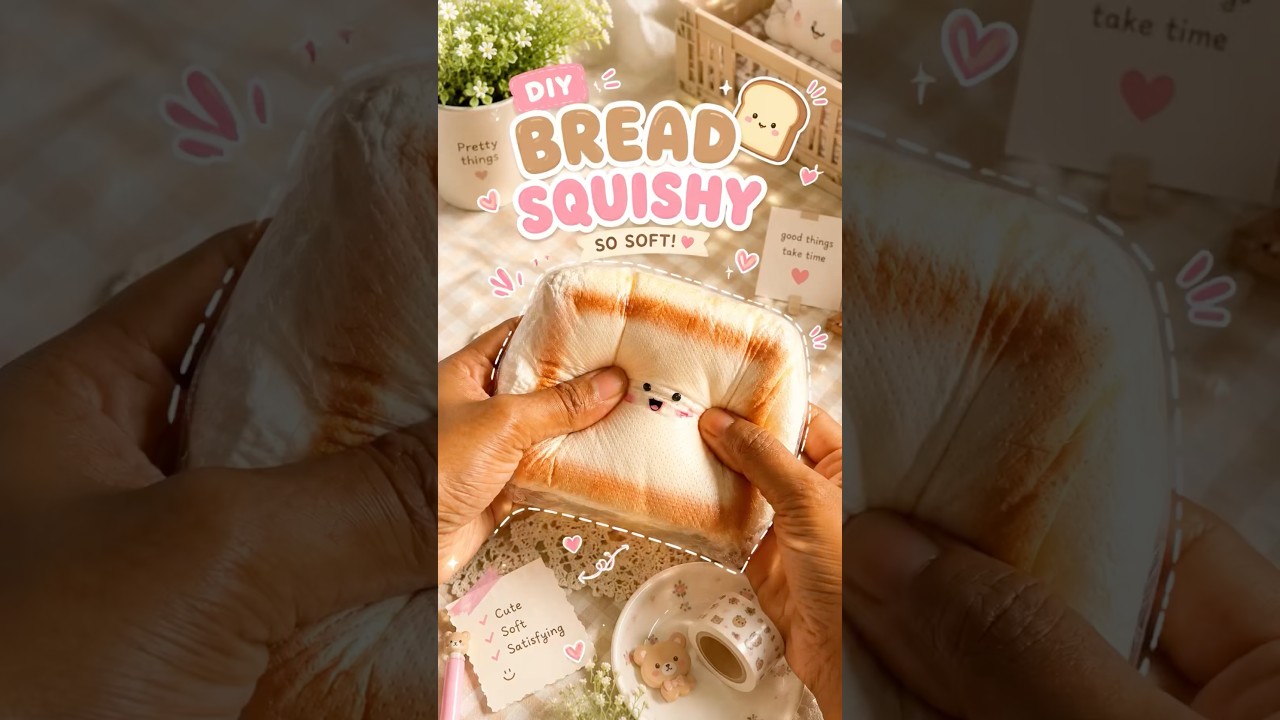 🎀✨DIY Bread Squishy ASMR | So Soft & Satisfying! 😍|It’s me Hana#Bread#squishy#shorts