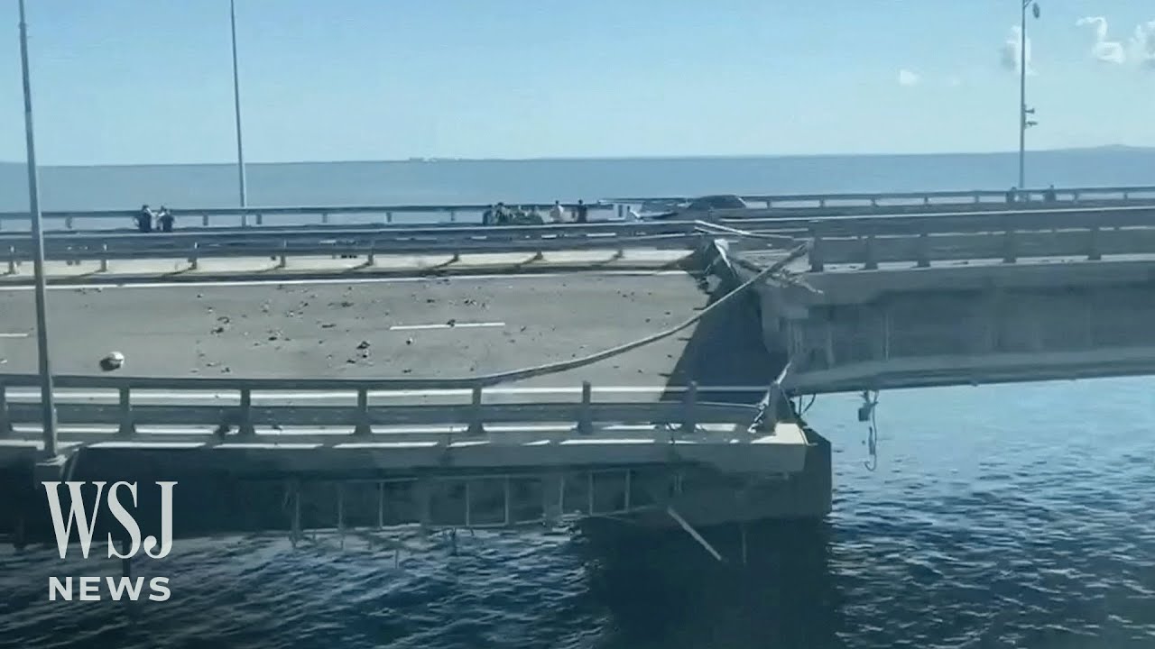 Ukraine Strike Damages Key Bridge Linking Crimea to Russia | WSJ News