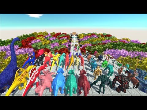 All Try to Through Dinosaur Heads Road | 🦖Animal Revolt Battle Simulator🦕