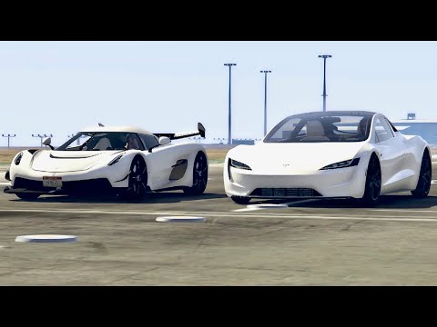 Koenigsegg jesko vs Tesla Roadster - Drag Race