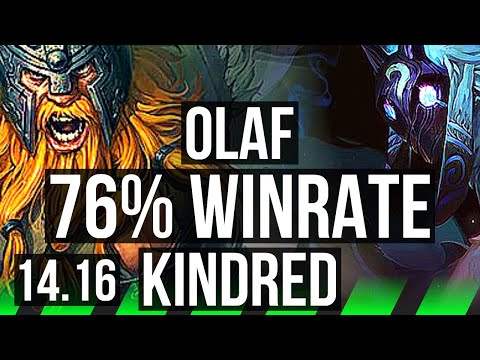 OLAF vs KINDRED (JGL) | 76% winrate, 9/1/8, Godlike | EUW Master | 14.16
