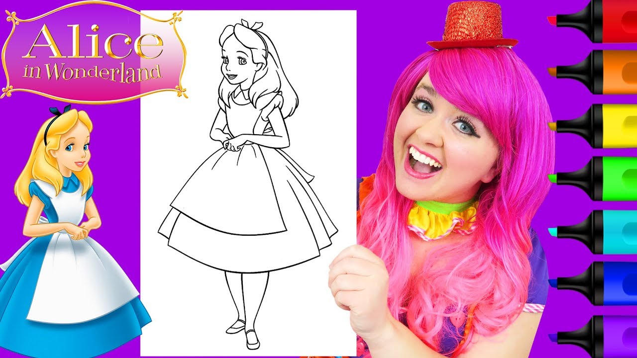 Coloring Alice in Wonderland Disney Coloring Page Prismacolor Paint Markers | KiMMi THE CLOWN