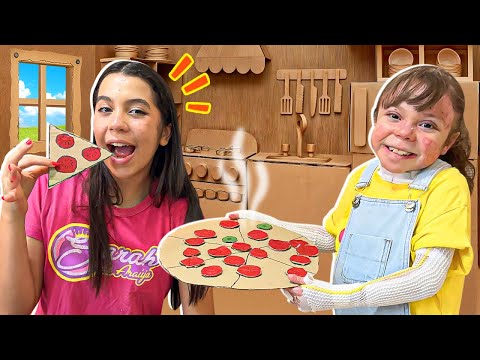 SARAH AND ELOAH pretend to play INSIDE a CARDBOARD HOUSE | Inside the CARDBOARD House Challenge