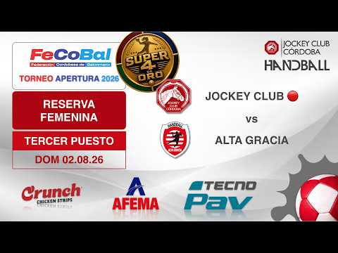 Jockey 🔴 vs Alta Gracia. Reserva.Fem. 3P. 02.08.26. Handball