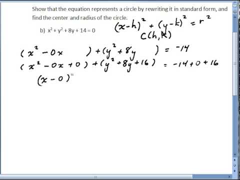 Ex2 Write Equation of Circle in Standard Form and Identify Center and Radius