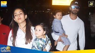 Shahid Kapoor, Mira Rajput Return From Delhi With Kids Misha And Zain