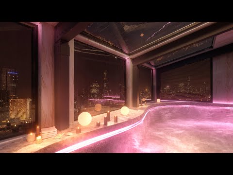 Luxury Pool Ambience | Hotel Looftop | Bathtub Sounds For Sleeping
