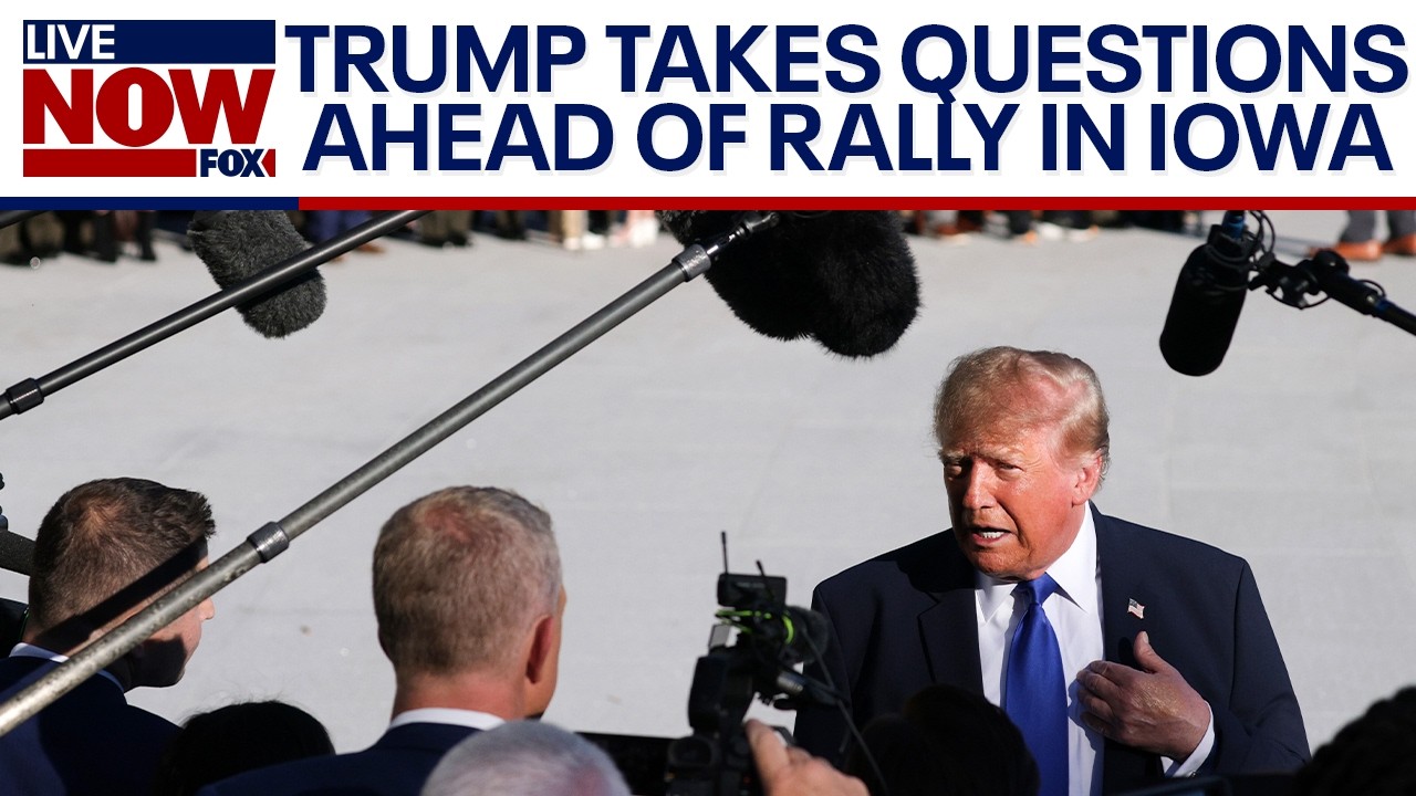 President Trump speaks to reporters ahead of Midterm rally in Iowa