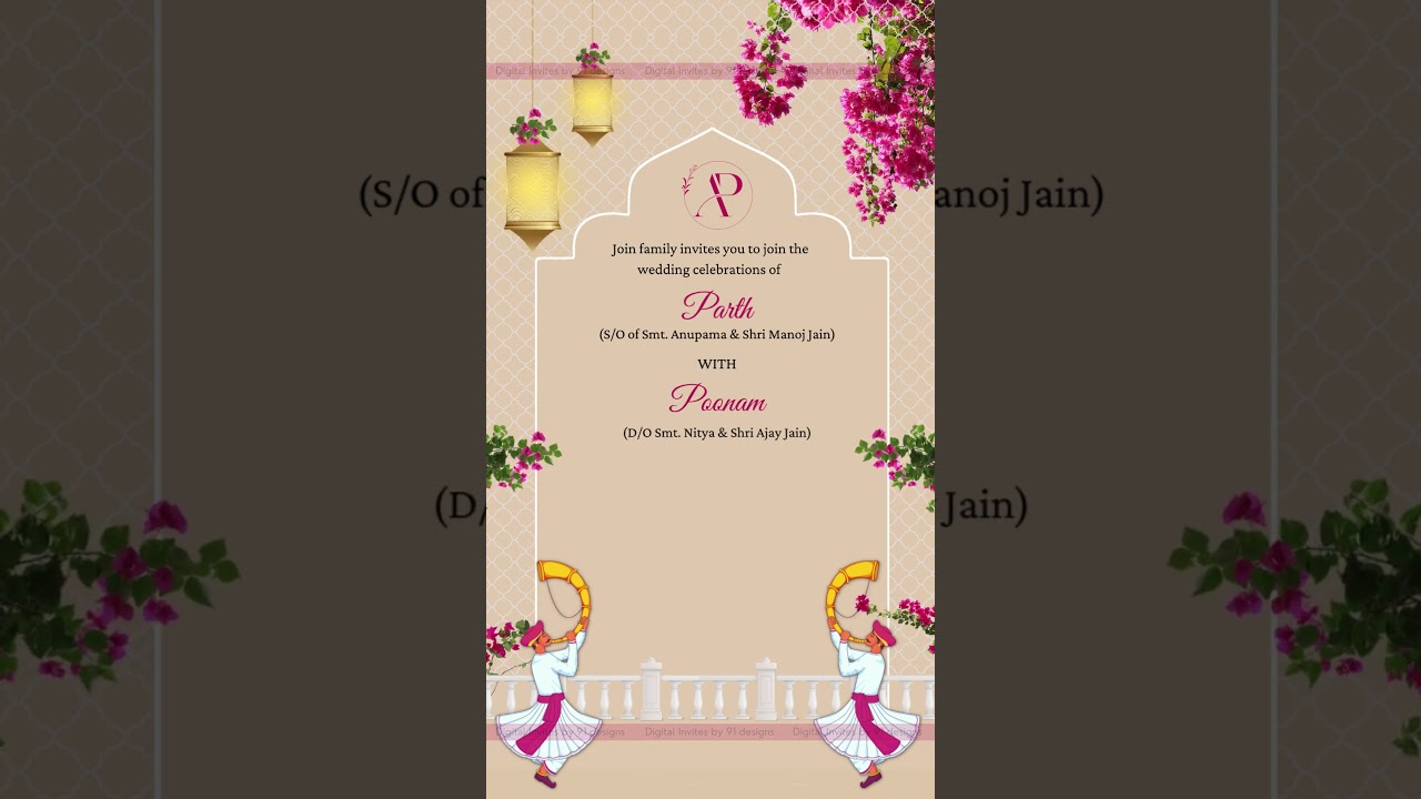Pastel Pink Floral Wedding Invitation